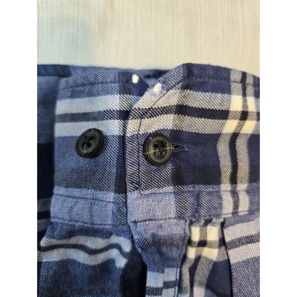 Banana Republic Luxe Flannel Slim Fit Men's Blue Plaid Button-Down Shirt M - Picture 9 of 9